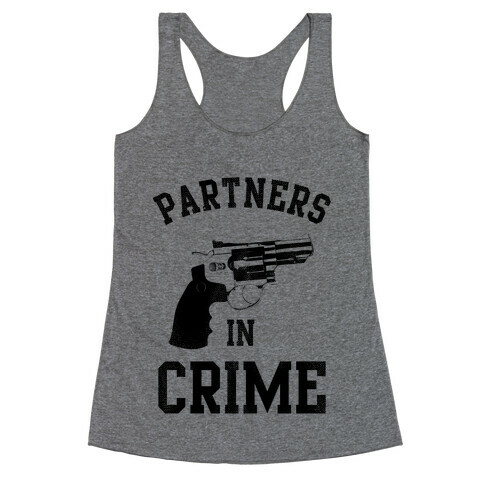 Partners in Crime! (Neon Pink Right) Racerback Tank Top