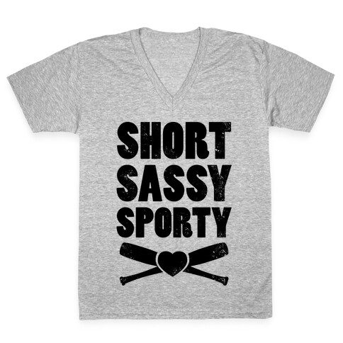 Short Sassy Sporty (Baseball) (Baseball Tee) V-Neck Tee Shirt