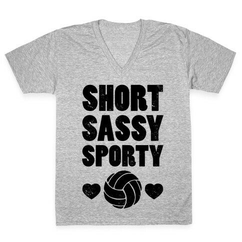 Short Sassy Sporty (Volleyball) (Baseball Tee) V-Neck Tee Shirt