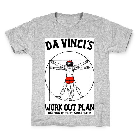 Da Vinci's Work Out Plan (red) Kids T-Shirt