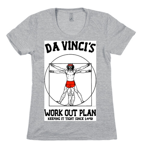 Da Vinci's Work Out Plan (red) Womens T-Shirt