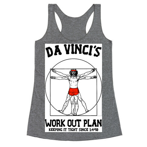 Da Vinci's Work Out Plan (red) Racerback Tank Top