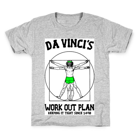 Da Vinci's Work Out Plan (Green) Kids T-Shirt