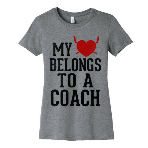My Heart Belongs To A Hockey Coach (Baseball Tee) Womens T-Shirt