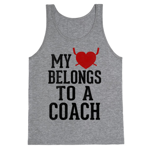 My Heart Belongs To A Hockey Coach (Baseball Tee) Tank Top