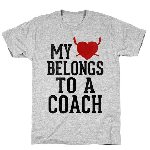 My Heart Belongs To A Hockey Coach (Baseball Tee) T-Shirt