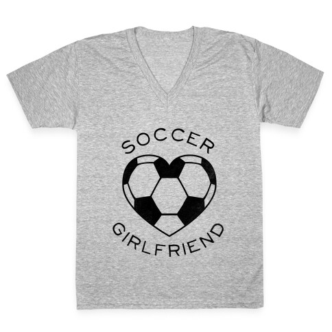 Soccer Girlfriend (Baseball Tee) V-Neck Tee Shirt