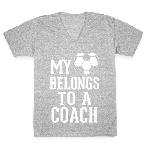 My Heart Belongs To A Soccer Coach (Dark Tank) V-Neck Tee Shirt