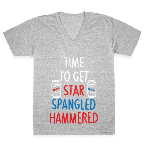 Time to Get Star Spangled Hammered V-Neck Tee Shirt