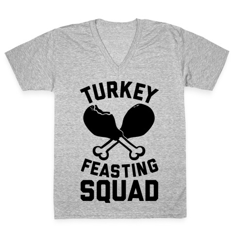 Turkey Feasting Squad V-Neck Tee Shirt