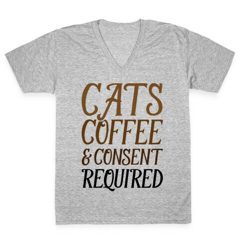 Cats Coffee And Consent Mandatory V-Neck Tee Shirt