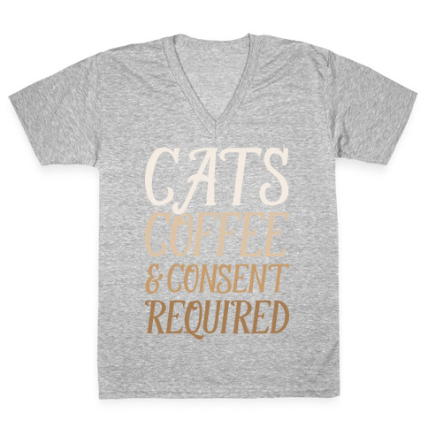 Cats Coffee And Consent Mandatory V-Neck Tee Shirt