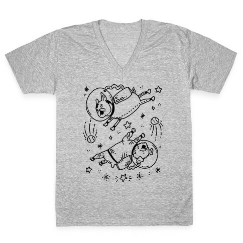 Dogs In Space V-Neck Tee Shirt