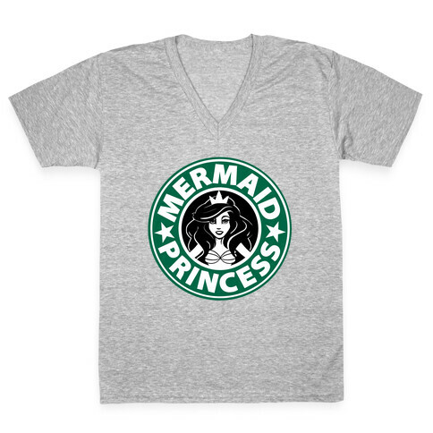 Mermaid Princess Coffee V-Neck Tee Shirt