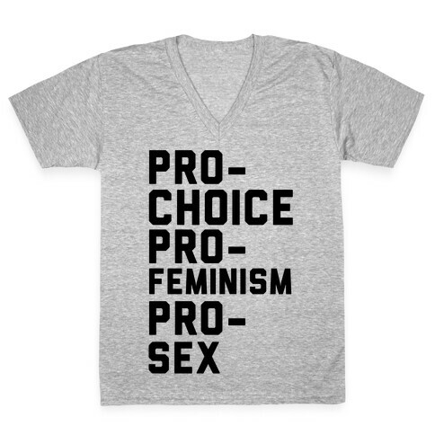 Pro-Choice Pro-Feminism Pro-Sex V-Neck Tee Shirt