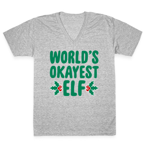 World's Okayest Elf V-Neck Tee Shirt