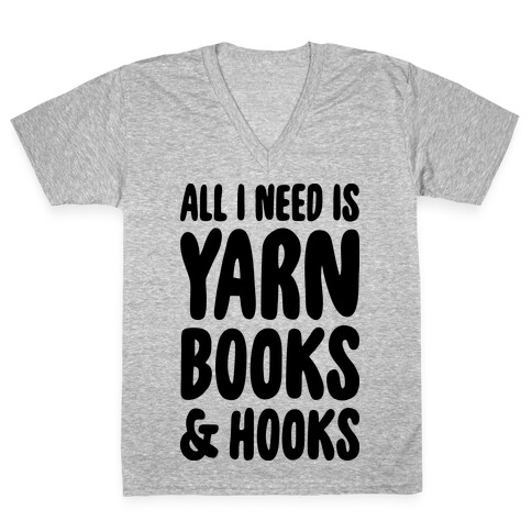 Yarn, Books, And Hooks V-Neck Tee Shirt