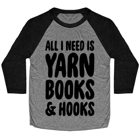 Yarn, Books, And Hooks Baseball Tee
