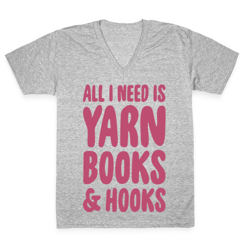 Yarn, Books, And Hooks V-Neck Tee Shirt