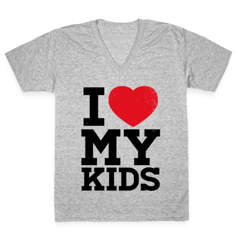 I Heart My Kids V-Neck Tee Shirt