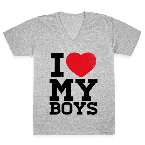 I Heart My Boys V-Neck Tee Shirt