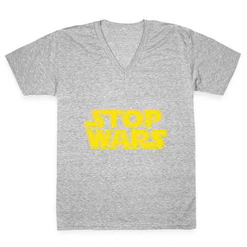 Stop Wars (Dark Print) V-Neck Tee Shirt
