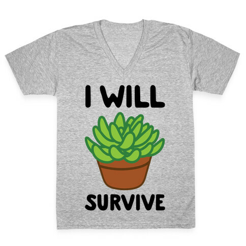 I Will Survive Plant V-Neck Tee Shirt