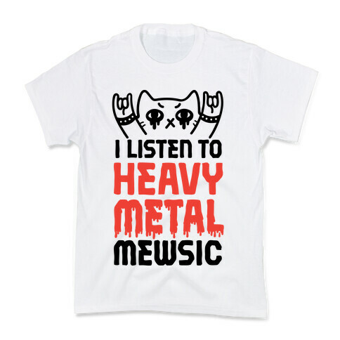 I Listen To Heavy Metal Mew-sic Kids T-Shirt