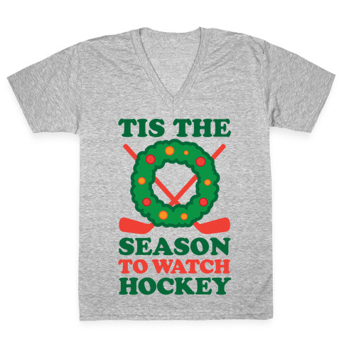 'Tis The Season To Watch Hockey V-Neck Tee Shirt