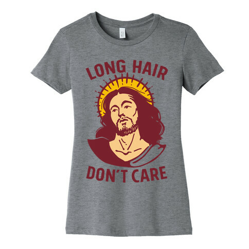 Long Hair Don't Care Jesus Womens T-Shirt
