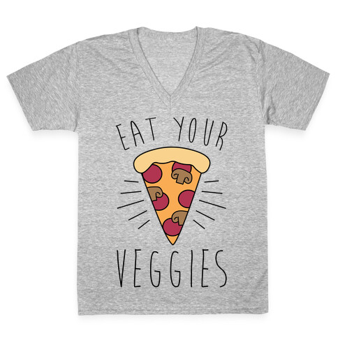 Eat Your Veggies (Pizza) V-Neck Tee Shirt