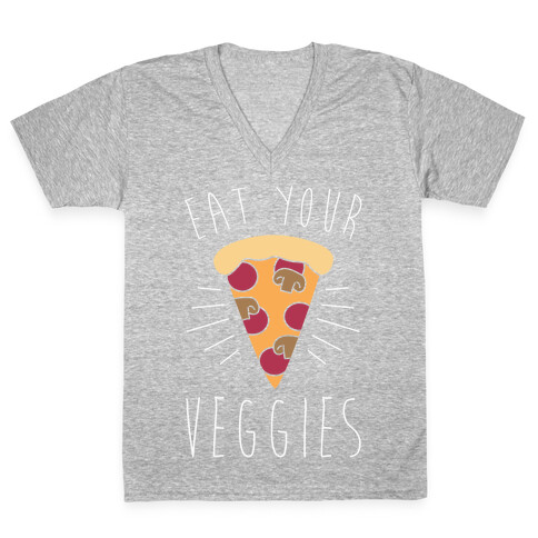 Eat Your Veggies (Pizza) V-Neck Tee Shirt