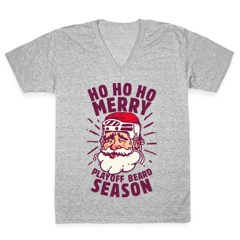 Merry Playoff Beard Season V-Neck Tee Shirt