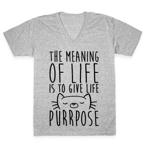 The Meaning of Life is to Give Life Purrpose V-Neck Tee Shirt