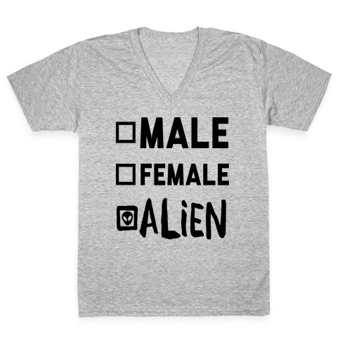 Male Female Alien V-Neck Tee Shirt