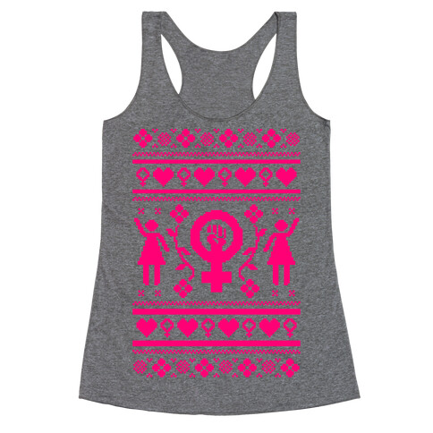 Girl Power Ugly Sweater  Racerback Tank Top