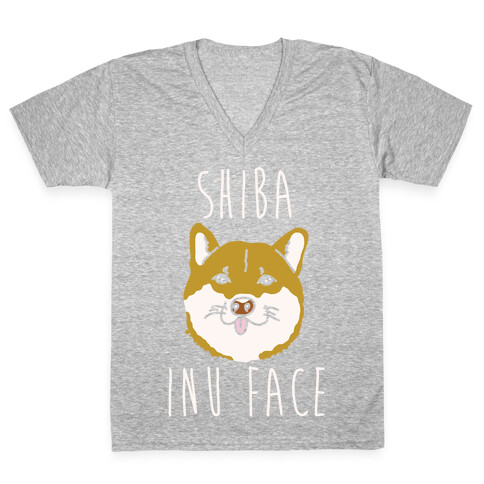 Shiba Inu Face V-Neck Tee Shirt