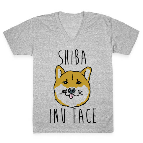 Shiba Inu Face V-Neck Tee Shirt