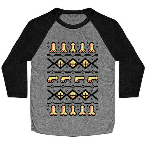 Dicks and Butts Ugly Sweater Pattern Baseball Tee