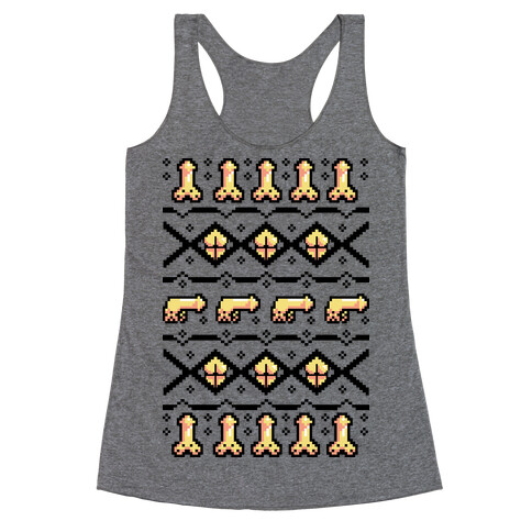 Dicks and Butts Ugly Sweater Pattern Racerback Tank Top