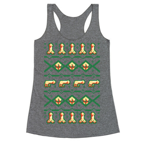 Dicks and Butts Ugly Sweater Pattern Racerback Tank Top