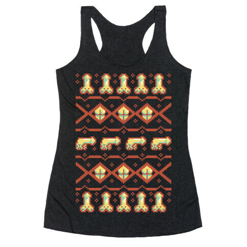 Dicks and Butts Ugly Sweater Pattern Racerback Tank Top