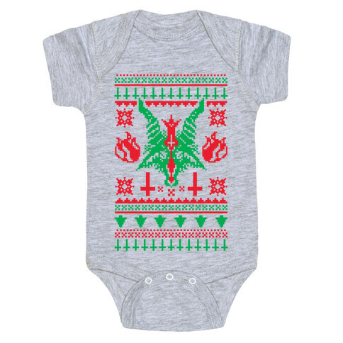 Baphomet Ugly Christmas Sweater  Baby One-Piece