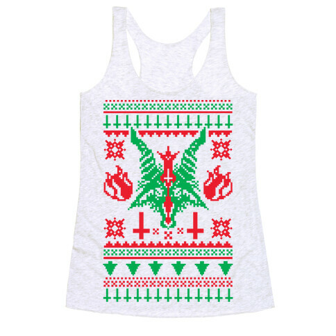 Baphomet Ugly Christmas Sweater  Racerback Tank Top