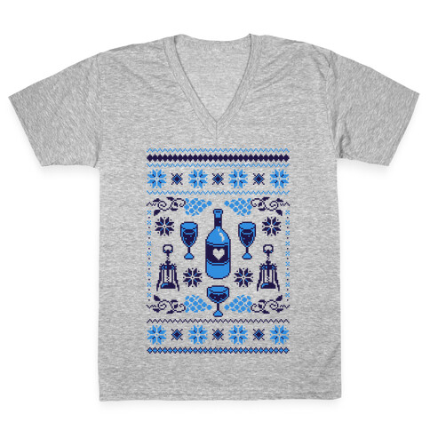 Ugly Wine Christmas Sweater V-Neck Tee Shirt