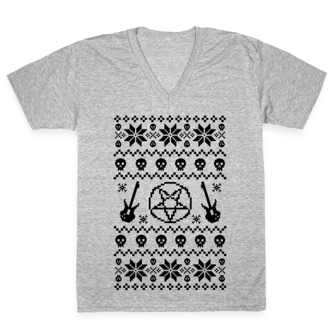 Ugly Sweater Heavy Metal V-Neck Tee Shirt