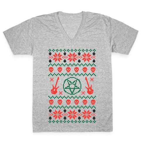 Ugly Sweater Heavy Metal V-Neck Tee Shirt