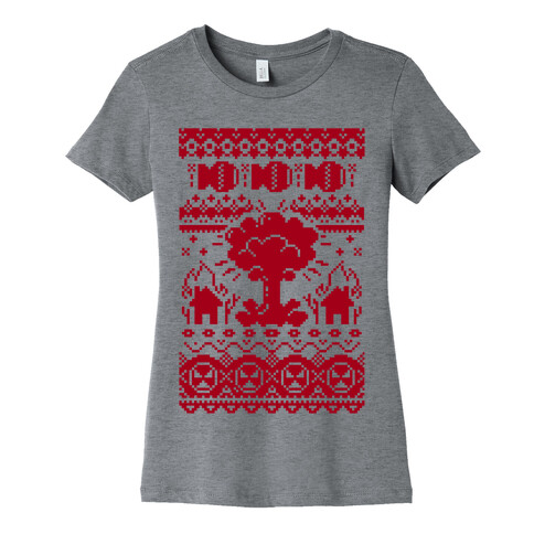 Nuclear Christmas Sweater Pattern Womens T-Shirt