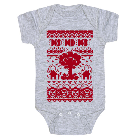 Nuclear Christmas Sweater Pattern Baby One-Piece