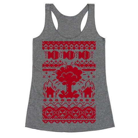 Nuclear Christmas Sweater Pattern Racerback Tank Top